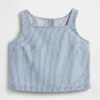 Débardeur court à rayures en denim ultra-doux