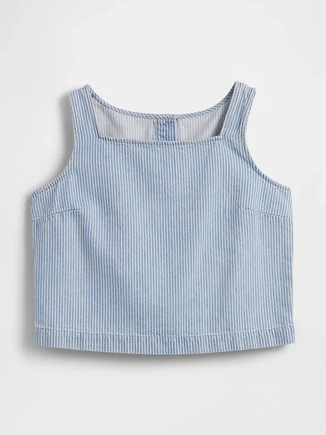 Débardeur court à rayures en denim ultra-doux