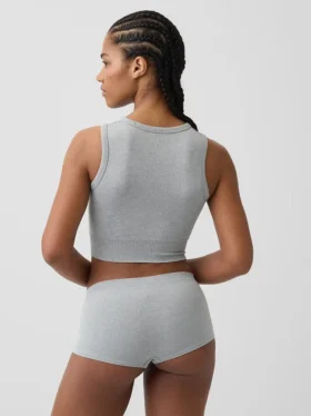 Débardeur court sans coutures à côtes