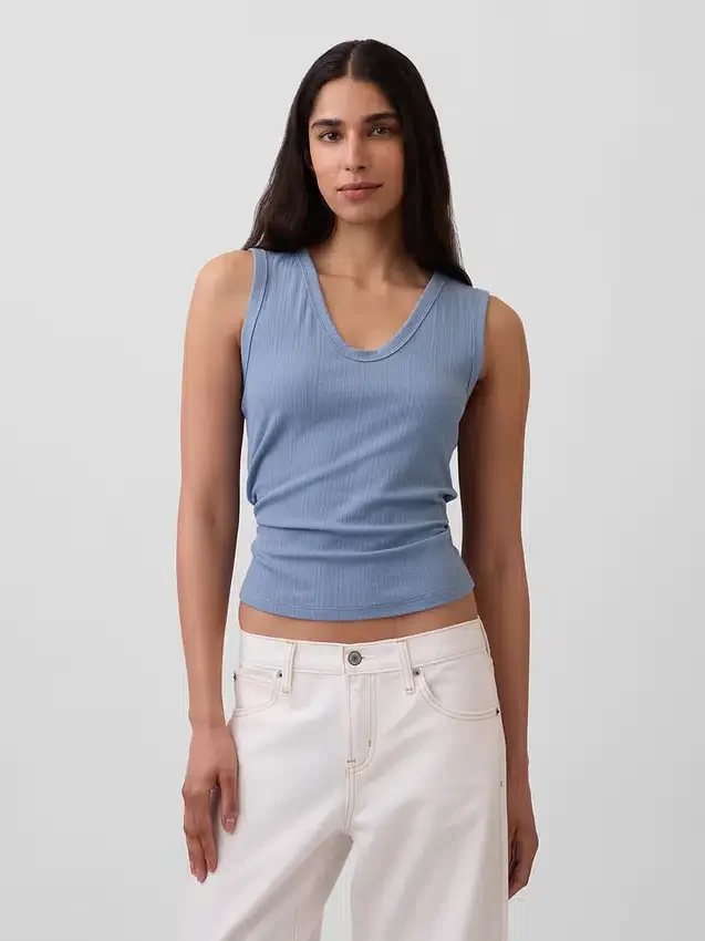 Débardeur à côtes multicolores