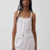Débardeur de pyjama court à plis creux en mélange de lin