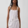 Débardeur de pyjama court à plis creux en mélange de lin