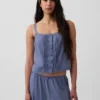 Débardeur de pyjama court à plis creux en mélange de lin