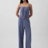 Débardeur de pyjama court à plis creux en mélange de lin