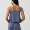 Débardeur de pyjama court à plis creux en mélange de lin