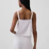 Débardeur de pyjama court à plis creux en mélange de lin