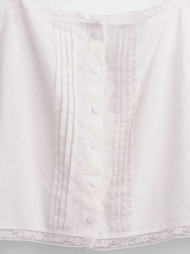 Débardeur de pyjama court à plis creux en mélange de lin