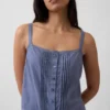 Débardeur de pyjama court à plis creux en mélange de lin