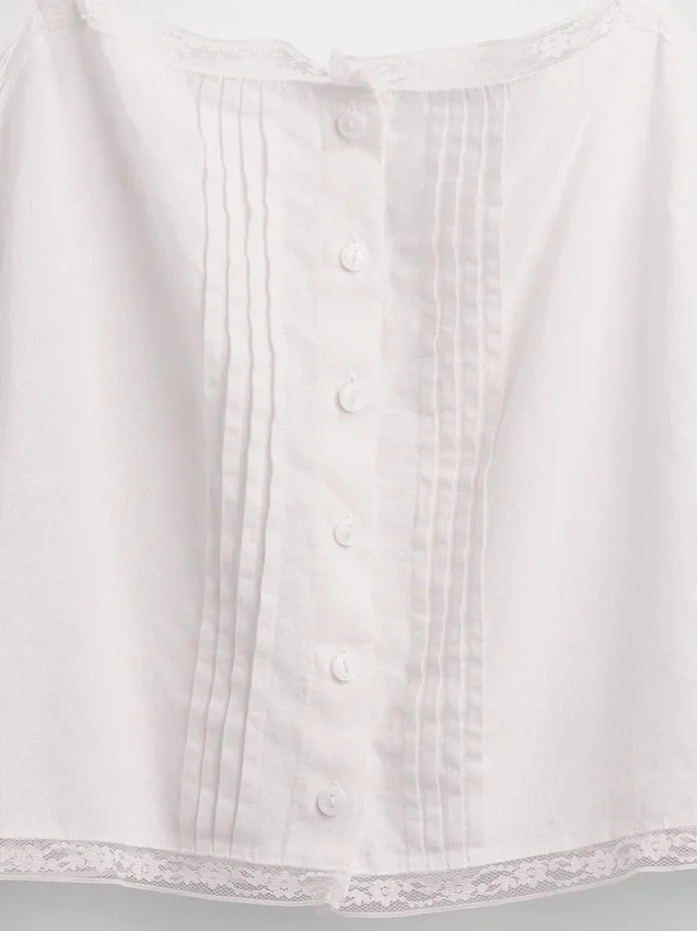 Débardeur de pyjama court à plis creux en mélange de lin