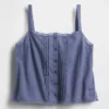 Débardeur de pyjama court à plis creux en mélange de lin
