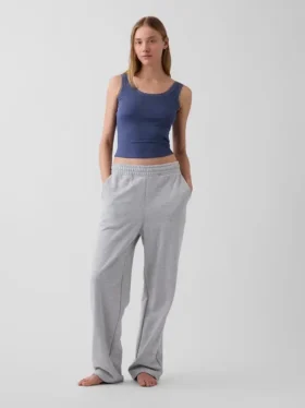 Débardeur de pyjama à fines côtes et bordure en dentelle