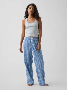Débardeur de pyjama à fines côtes et bordure en dentelle
