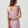 Débardeur de pyjama à fines côtes et bordure en dentelle