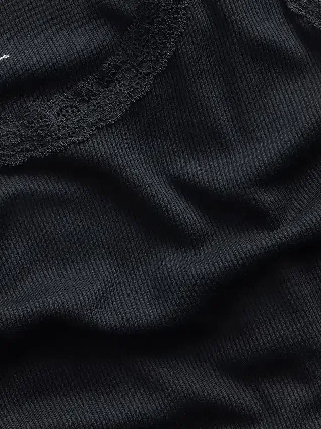 Débardeur de pyjama à fines côtes et bordure en dentelle