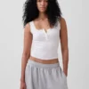 Débardeur de pyjama Henley en dentelle à mini-côtes