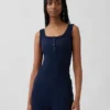Débardeur de pyjama Henley en dentelle à mini-côtes