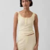 Débardeur de pyjama Henley en dentelle à mini-côtes