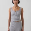 Débardeur de pyjama Henley en dentelle à mini-côtes