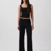 Débardeur de pyjama Henley en dentelle à mini-côtes