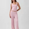 Débardeur de pyjama Henley en dentelle à mini-côtes
