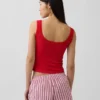 Débardeur de pyjama Henley en dentelle à mini-côtes
