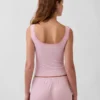 Débardeur de pyjama Henley en dentelle à mini-côtes