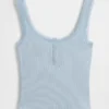 Débardeur de pyjama Henley en dentelle à mini-côtes