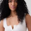 Débardeur de pyjama Henley en dentelle à mini-côtes