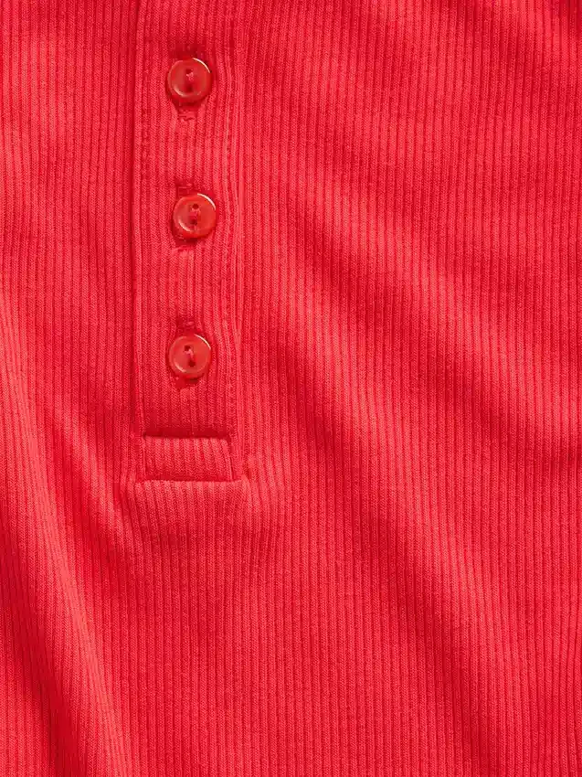 Débardeur de pyjama Henley en dentelle à mini-côtes