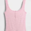 Débardeur de pyjama Henley en dentelle à mini-côtes