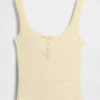 Débardeur de pyjama Henley en dentelle à mini-côtes