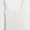 Débardeur de pyjama Henley en dentelle à mini-côtes