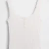 Débardeur de pyjama Henley en dentelle à mini-côtes