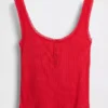 Débardeur de pyjama Henley en dentelle à mini-côtes