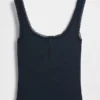 Débardeur de pyjama Henley en dentelle à mini-côtes