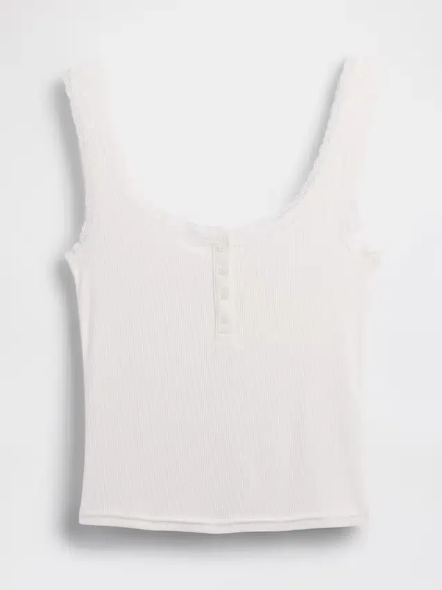 Débardeur de pyjama Henley en dentelle à mini-côtes