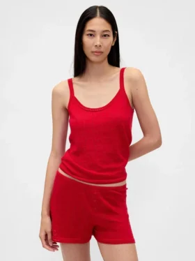 Débardeur de pyjama léger en tricot CashSoft à motif de cœurs en pointelle