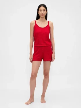 Débardeur de pyjama léger en tricot CashSoft à motif de cœurs en pointelle