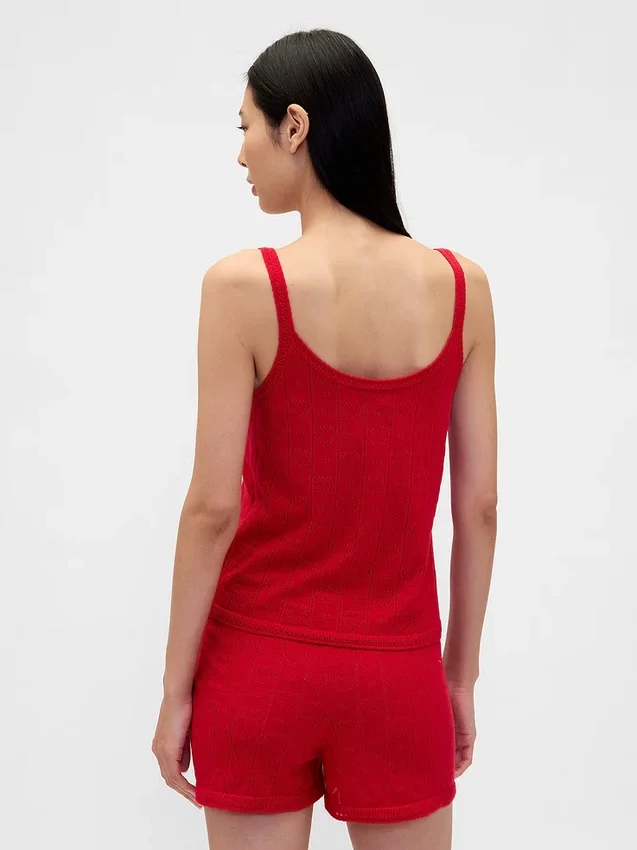 Débardeur de pyjama léger en tricot CashSoft à motif de cœurs en pointelle
