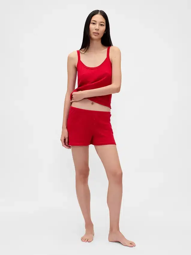 Débardeur de pyjama léger en tricot CashSoft à motif de cœurs en pointelle
