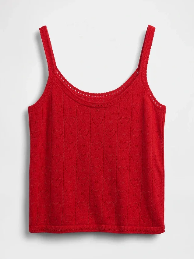Débardeur de pyjama léger en tricot CashSoft à motif de cœurs en pointelle