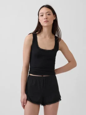 Débardeur de pyjama ultra-doux en modal avec bordure en dentelle