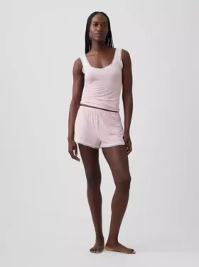 Débardeur de pyjama ultra-doux en modal avec bordure en dentelle