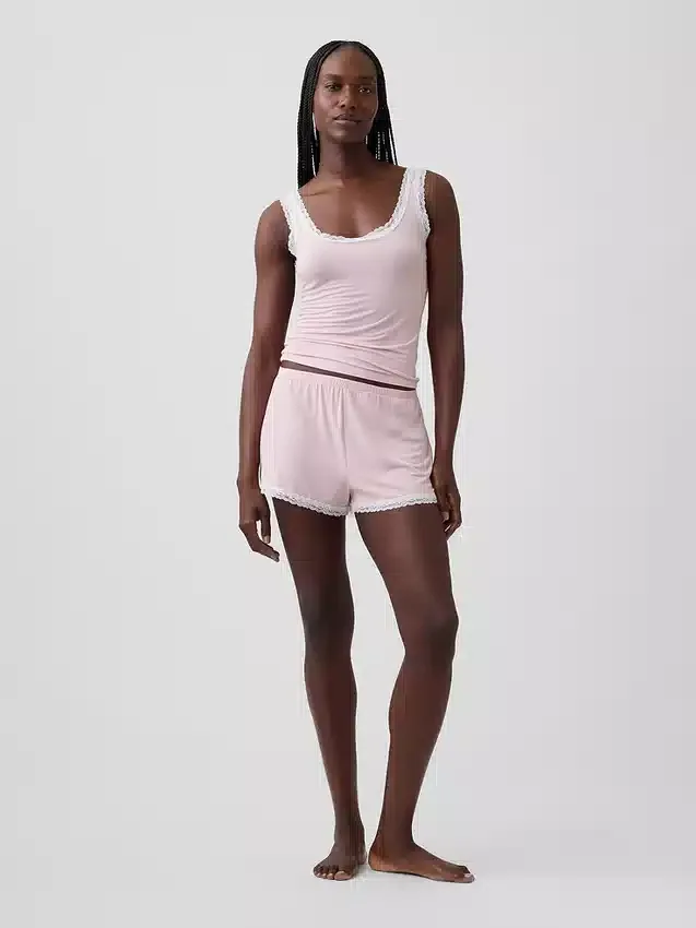 Débardeur de pyjama ultra-doux en modal avec bordure en dentelle