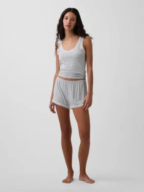 Débardeur de pyjama ultra-doux en modal avec bordure en dentelle