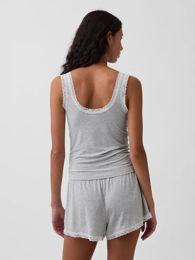 Débardeur de pyjama ultra-doux en modal avec bordure en dentelle
