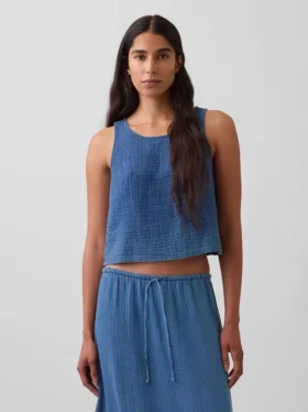 Débardeur en denim de gaze de coton