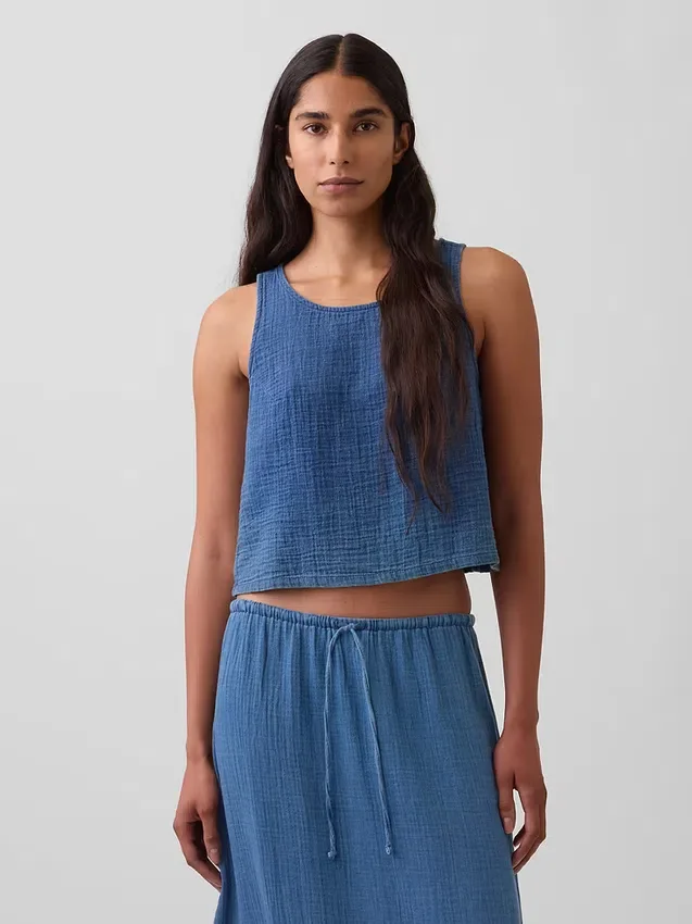 Débardeur en denim de gaze de coton