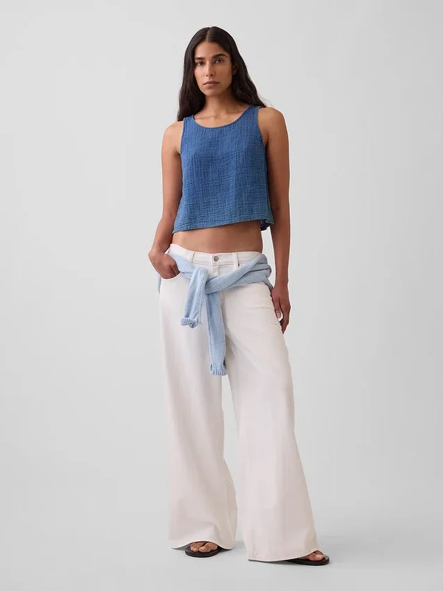 Débardeur en denim de gaze de coton