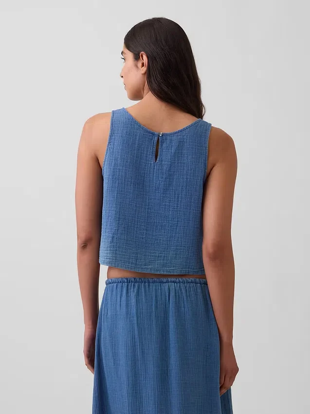 Débardeur en denim de gaze de coton